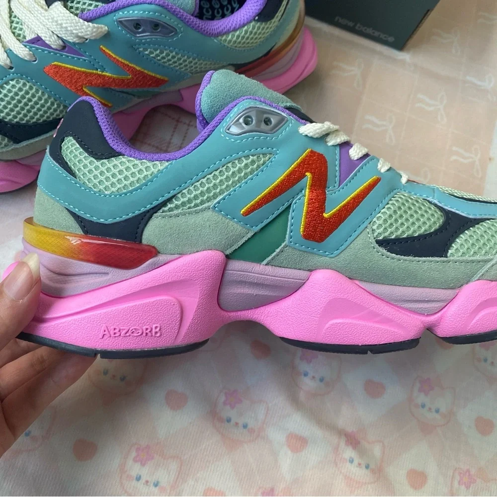New Balance Sneakers - Mint, Purple & Pink Accents